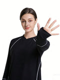 Modest Workout&Sport  Top Women – Long Sleeve Loose Fit Tunic, Full Coverage (Black)